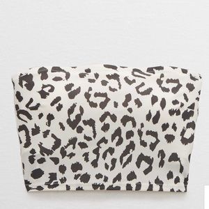 Aerie Leopard Longline Bandeau Bikini Top size m